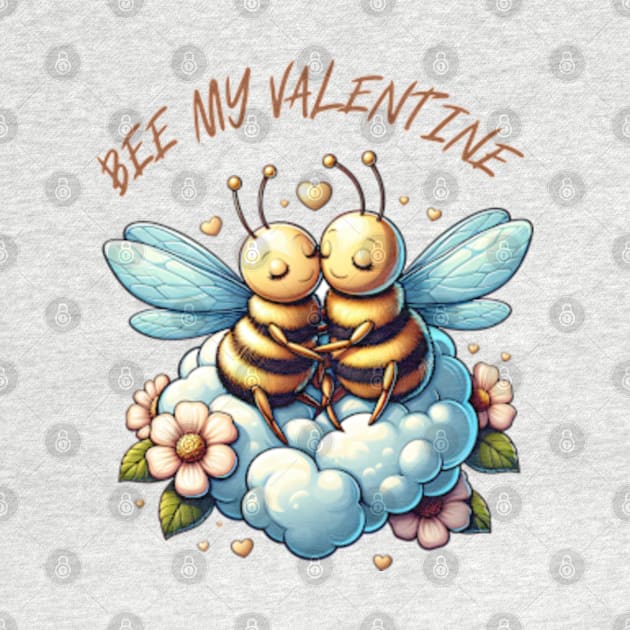 couple of bees embracing on a cloud by StyleTops